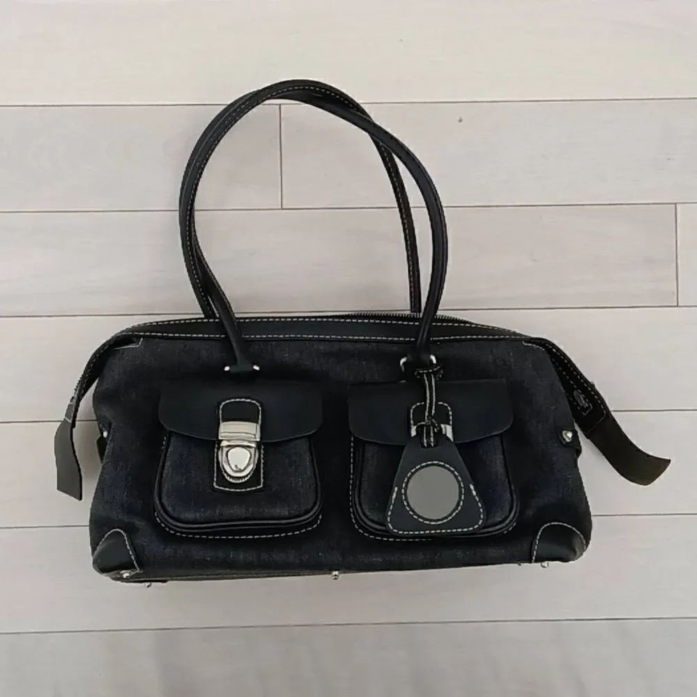 Dooney & Bourke Women's Double Pocket Satchel Purse Bag Black